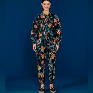 Farm Rio Black Sunset Tapestry Jumpsuit